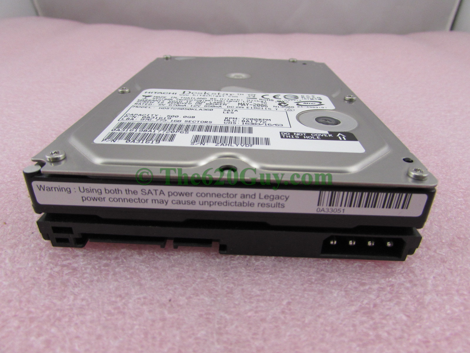 Hitachi HDS725050KLA360 500GB 7.2K 16MB SATA Hard Drive P/N: 0A31619 ...