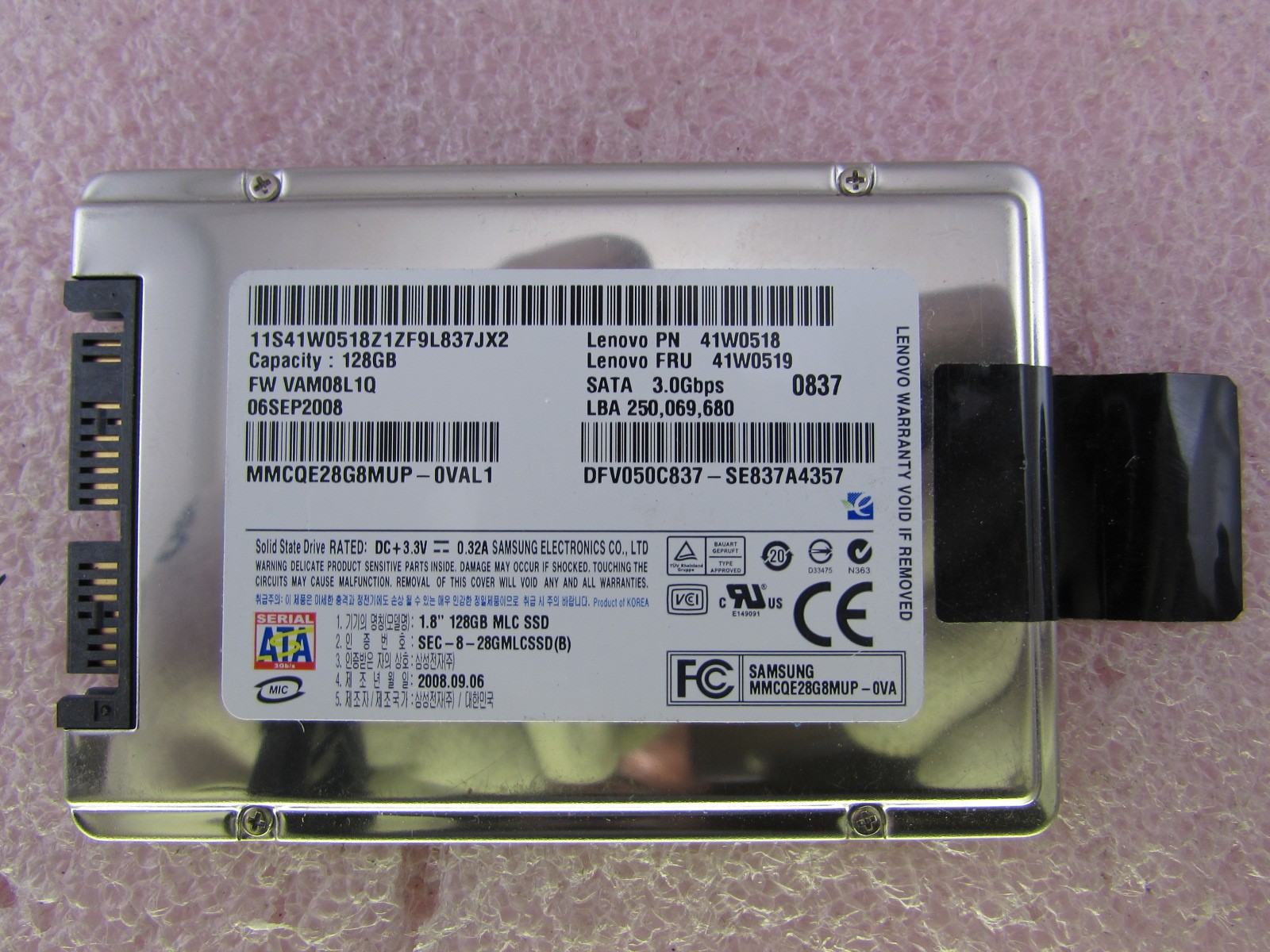 Lenovo 128gb Ssd 1 8 Solid State Drive 41w0518 41w0519 Samsung Mmcqe28g8mup Ova The620guy Com