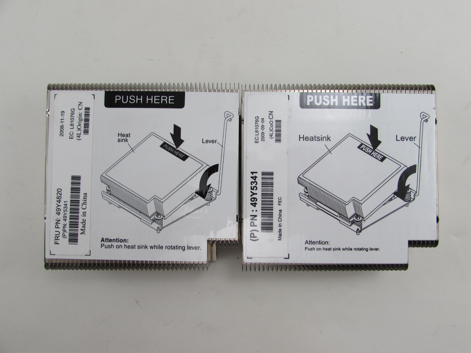 Lot of 2 IBM 49Y4820 49Y5341 CPU Cooling Server Heatsink For X3550 X3650 M2//M3
