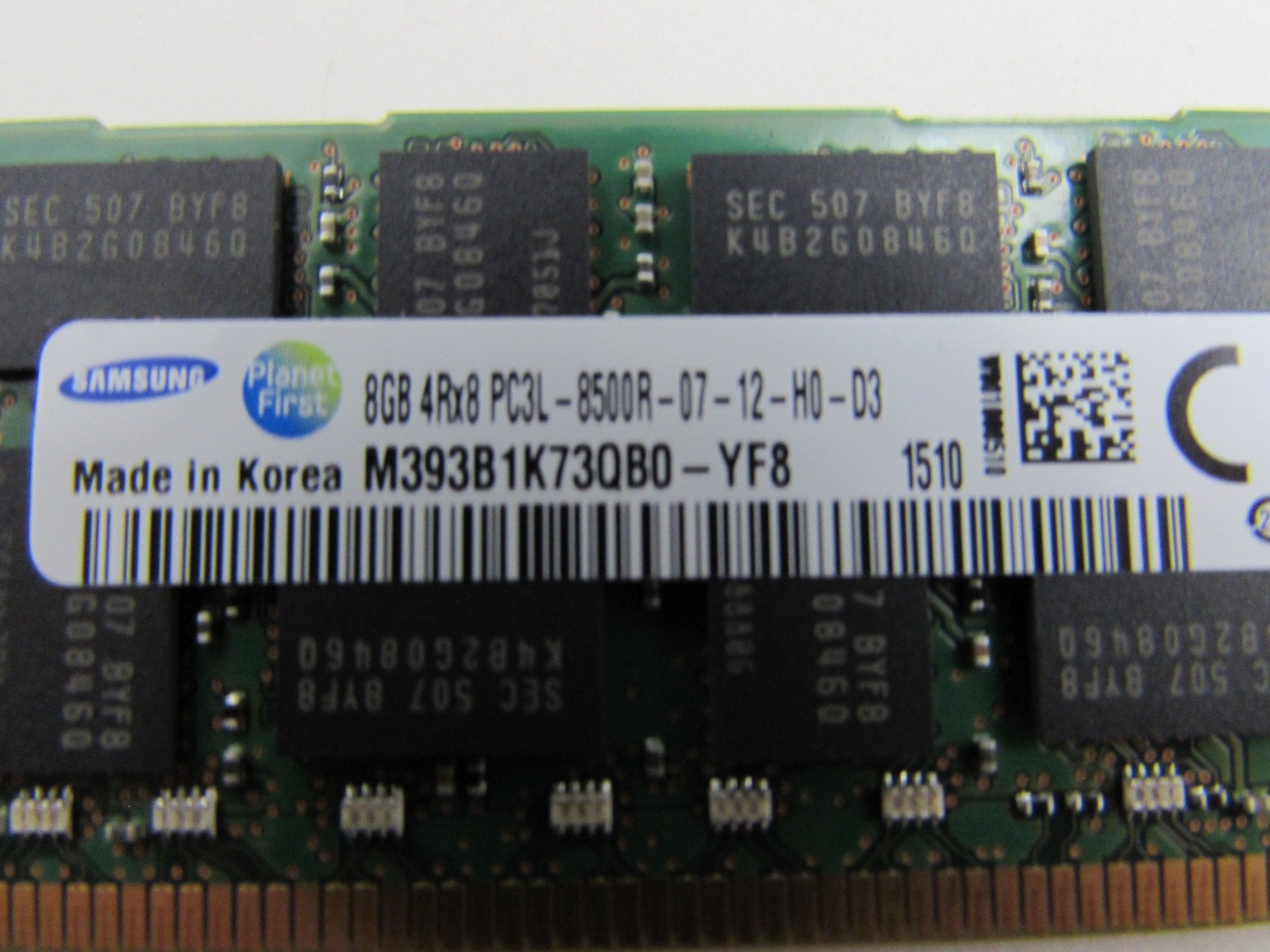 FRU#49Y1417 IBM Samsung 8GB 4RX8 PC3L-8500R MEMORY PN# M393B1K73DH0-YF8