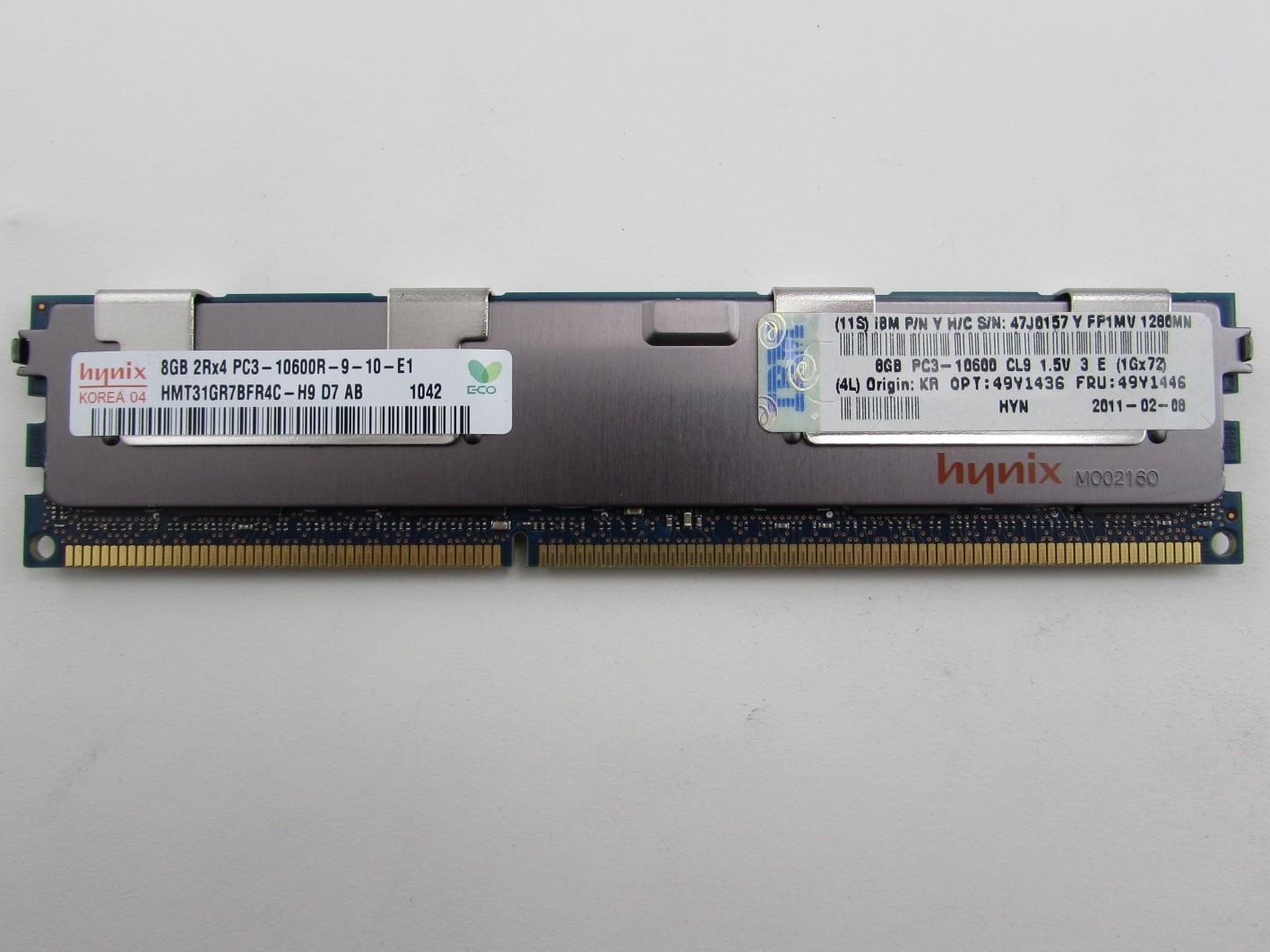 IBM 49Y1446 8GB PC3-10600R DDR3 1333 ECC RDIMM Memory Kit Hynix 