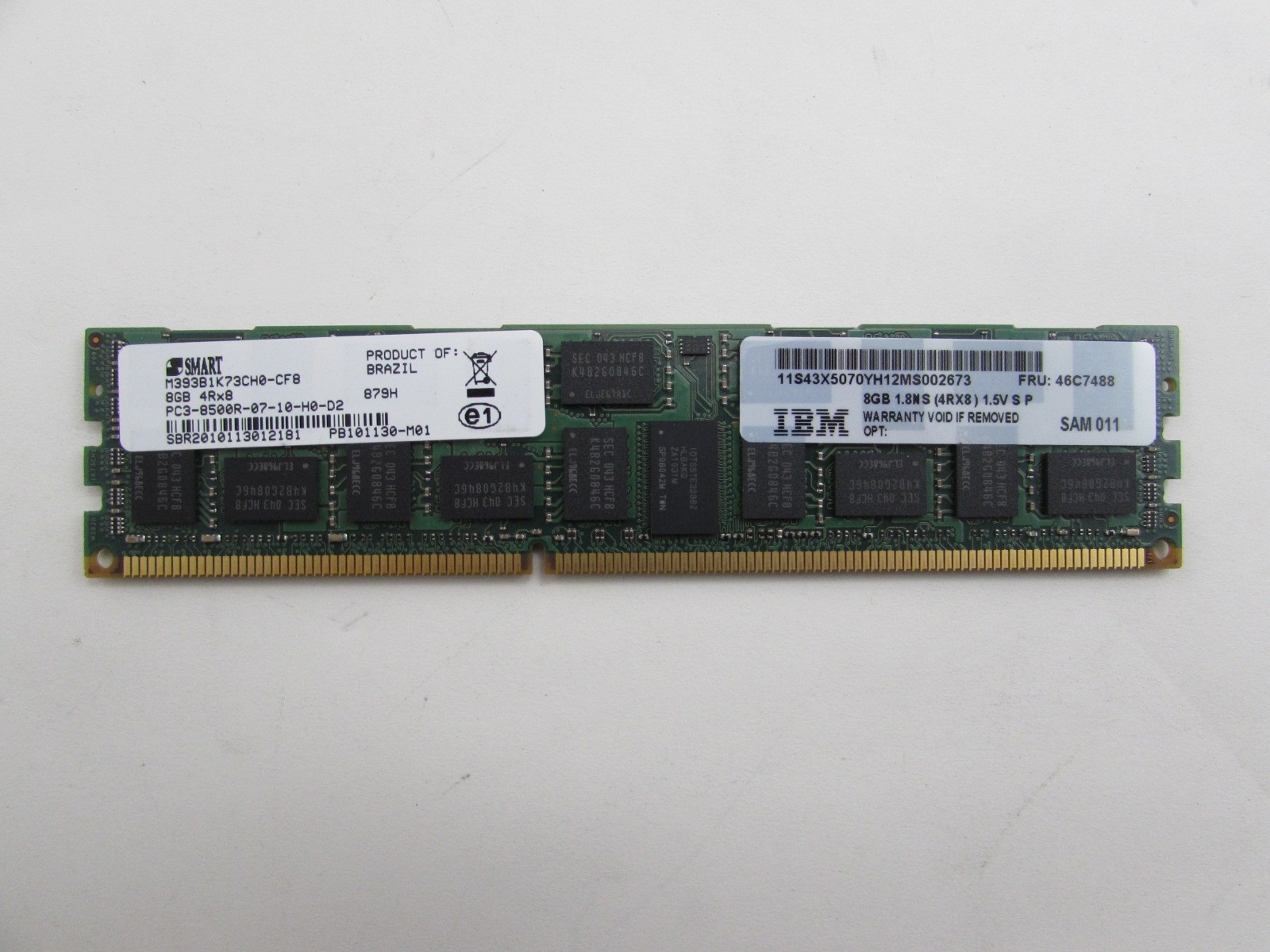 IBM 49Y1418 16GB PC3-8500R 4RX4 DDR3 1066 CL7 RDIMM ECC Registered Server Memory